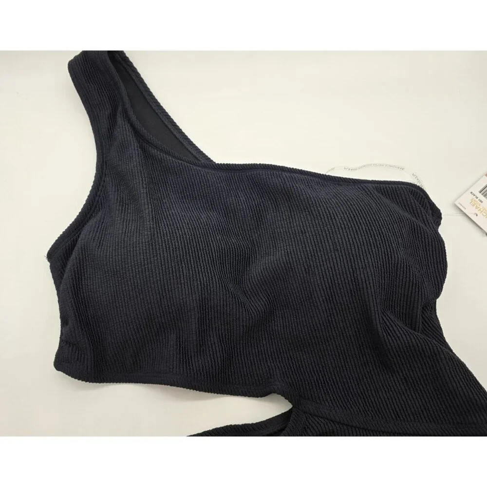 Michael Michael Kors Women One Piece Swimsuit Size 12 Black One Shoulder Cut Out